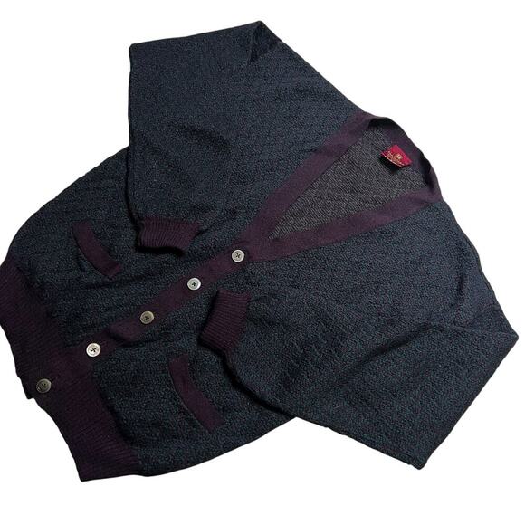 Vintage Nordstrom 100% Merino Wool Cardigan Sweater Made in Uruguay Medium Retro - Picture 12 of 13